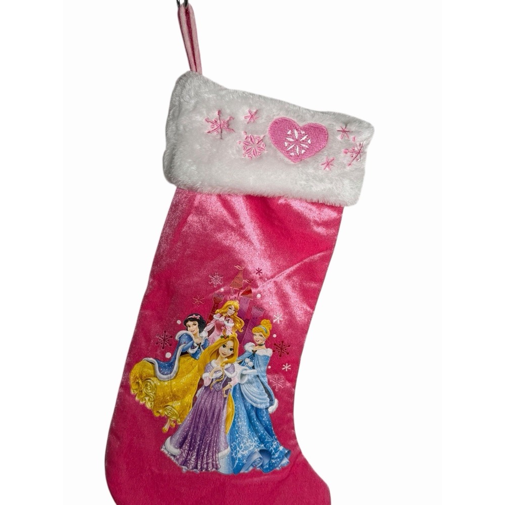 Disney Princess 17" Christmas Stocking Pink Cinderella Snow White Aurora Rupunze - Picture 3 of 5